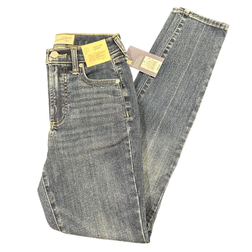 Universal Thread High Rise Skinny Jeans Size 2 Dark Wash Slim Leg Stretch